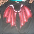 Custom Red Dragon Shirt Back - Custom dragon shirt airbrushed, Back side with wings.